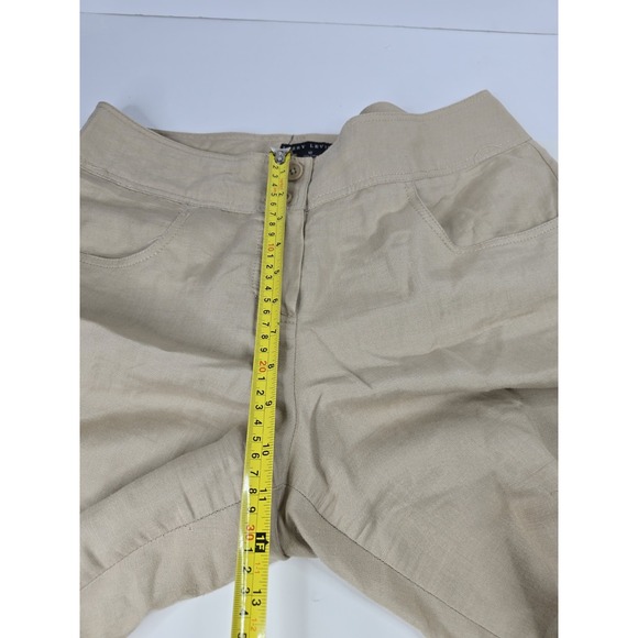 Larry Levine Pants Women Size 12 Beige‎ Wide Leg Straight Linen Blend Casual - Picture 11 of 14